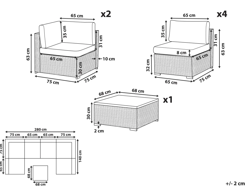 Store Beliani 6-Istuttava Ulkosohvaryhma Polyrottinki Ruskea Belvedere