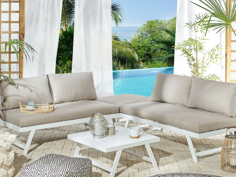 Shop Beliani 5-Istuttava Ulkosohvaryhma Alumiini Ruskeanharmaa Coccorino