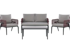 Store Beliani 4-Istuttava Ulkosohvaryhma Alumiini Harmaa Sciacca