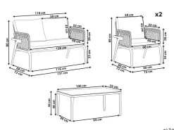 Store Beliani 4-Istuttava Ulkosohvaryhma Alumiini Harmaa Sciacca