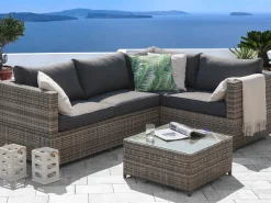 Fashion Beliani 4-Istuttava Ulkosohvaryhma Polyrottinki Tummanharmaa Avola