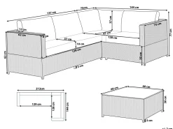 Fashion Beliani 4-Istuttava Ulkosohvaryhma Polyrottinki Tummanharmaa Avola