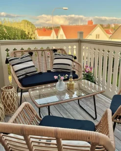 Outlet Beliani 4-Istuttava Ulkosohvaryhma Polyrottinki Luonnonvari Minori