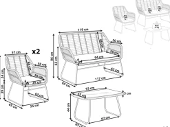 Outlet Beliani 4-Istuttava Ulkosohvaryhma Polyrottinki Luonnonvari Minori
