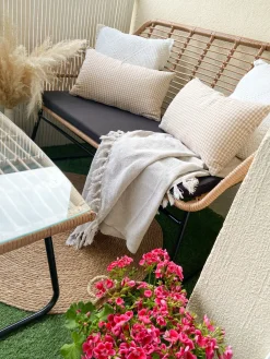 Outlet Beliani 4-Istuttava Ulkosohvaryhma Polyrottinki Luonnonvari Minori