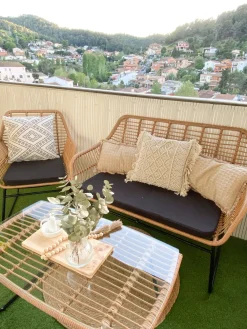 Outlet Beliani 4-Istuttava Ulkosohvaryhma Polyrottinki Luonnonvari Minori