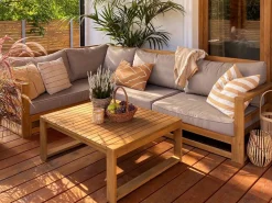 Outlet Beliani 4-Istuttava Ulkosohvaryhma Sertifioitu Akaasia Oikeak. Vaalea Puu Timor