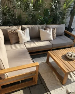 Outlet Beliani 4-Istuttava Ulkosohvaryhma Sertifioitu Akaasia Oikeak. Vaalea Puu Timor