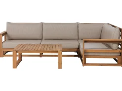 Outlet Beliani 4-Istuttava Ulkosohvaryhma Sertifioitu Akaasia Oikeak. Vaalea Puu Timor