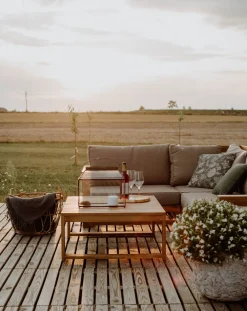 Outlet Beliani 4-Istuttava Ulkosohvaryhma Sertifioitu Akaasia Oikeak. Vaalea Puu Timor