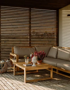 Outlet Beliani 4-Istuttava Ulkosohvaryhma Sertifioitu Akaasia Oikeak. Vaalea Puu Timor