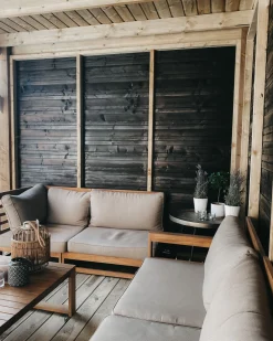 Outlet Beliani 4-Istuttava Ulkosohvaryhma Sertifioitu Akaasia Oikeak. Vaalea Puu Timor