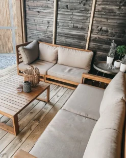 Outlet Beliani 4-Istuttava Ulkosohvaryhma Sertifioitu Akaasia Oikeak. Vaalea Puu Timor