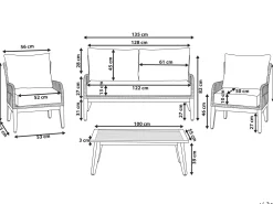 Ulkokalusteet<Beliani 4-Istuttava Ulkosohvaryhma Akasiapuu Harmaa/Musta Merano Ii