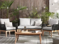 Ulkokalusteet<Beliani 4-Istuttava Ulkosohvaryhma Akasiapuu Harmaa/Musta Merano Ii