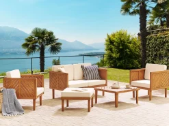 Store Beliani 4-Istuttava Ulkosohvaryhma Akasiapuu Valkoinen Baratti