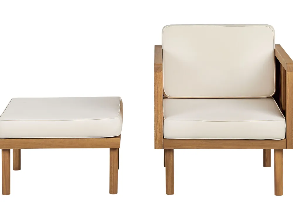 Store Beliani 4-Istuttava Ulkosohvaryhma Akasiapuu Valkoinen Baratti