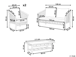 New Beliani 4-Istuttava Ulkosohvaryhma Bambu Valkoinen Maggiore