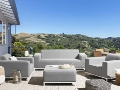 Cheap Beliani 5-Istuttava Ulkosohvaryhma Kangas Vaaleanharmaa/Valkoinen Rovigo