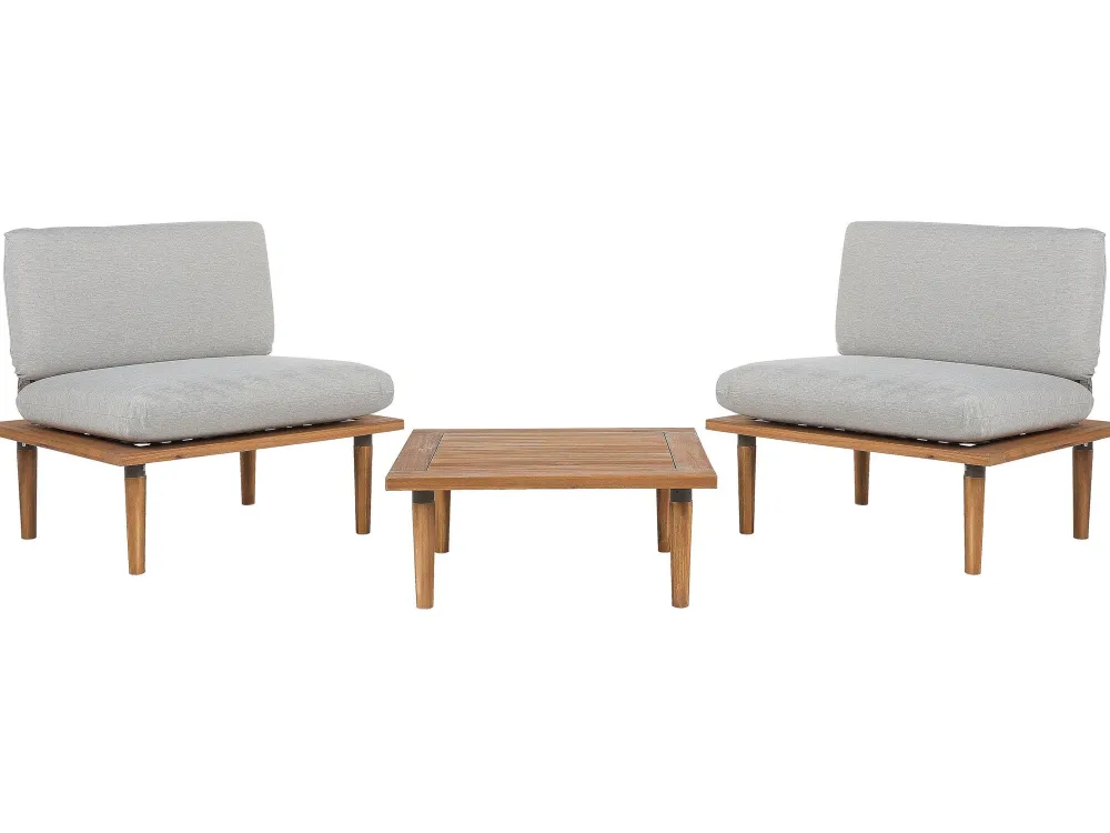 Shop Beliani 2-Istuttava Ulkosohvaryhma Akaasia Vaalea Puu/Harmaa Frascati