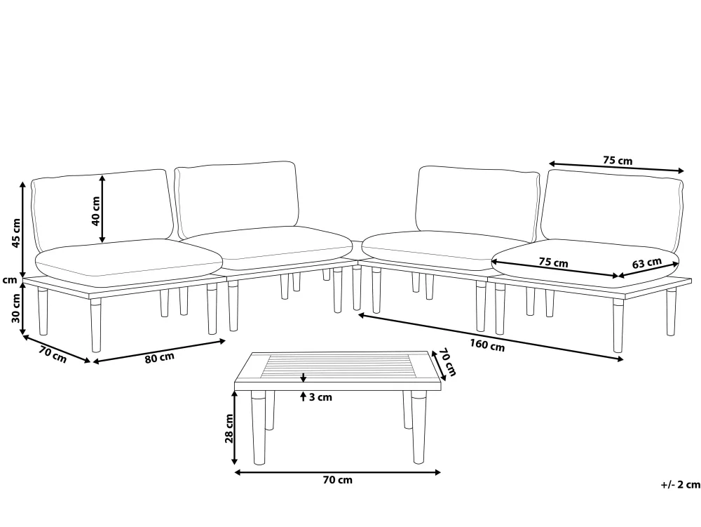Ulkokalusteet<Beliani 4-Istuttava Ulkosohvaryhma Akaasia Vaalea Puu/Harmaa Frascati
