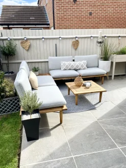 Ulkokalusteet<Beliani 4-Istuttava Ulkosohvaryhma Akaasia Vaalea Puu/Harmaa Frascati