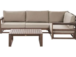 Ulkokalusteet<Beliani 4-Istuttava Ulkosohvaryhma Sertifioitu Akaasia Vasenk. Tumma Puu Timor Ii