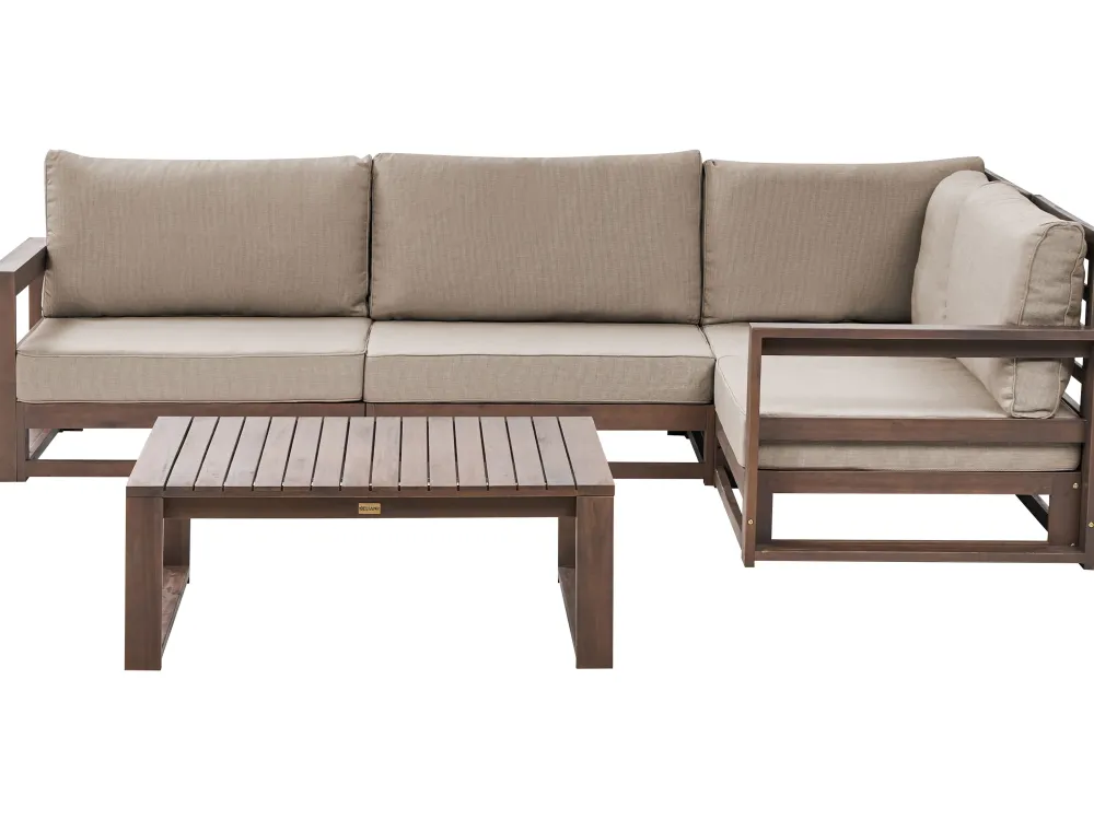 Ulkokalusteet<Beliani 4-Istuttava Ulkosohvaryhma Sertifioitu Akaasia Vasenk. Tumma Puu Timor Ii