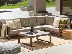 Ulkokalusteet<Beliani 4-Istuttava Ulkosohvaryhma Sertifioitu Akaasia Vasenk. Tumma Puu Timor Ii