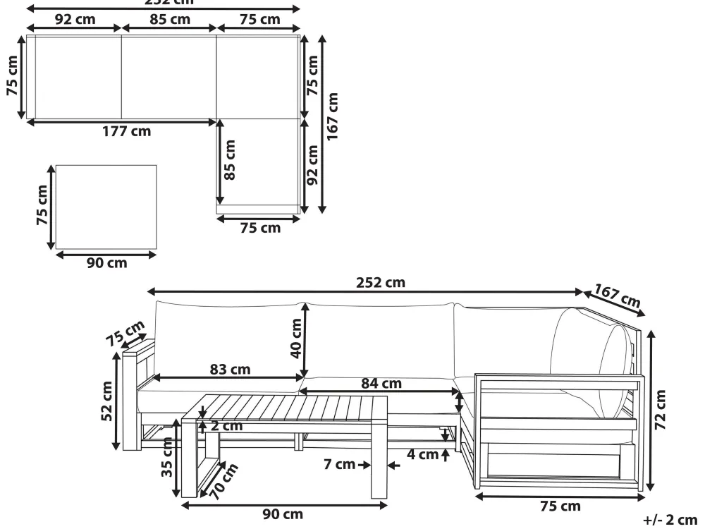 Ulkokalusteet<Beliani 4-Istuttava Ulkosohvaryhma Sertifioitu Akaasia Vasenk. Tumma Puu Timor Ii
