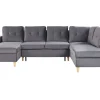 Sohvat<Beliani 4-Istuttava U-Muotoinen Kulmavuodesohva Säilytystilalla Sametti Harmaa Lerum