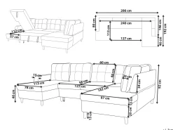 Sohvat<Beliani 4-Istuttava U-Muotoinen Kulmavuodesohva Säilytystilalla Sametti Harmaa Lerum