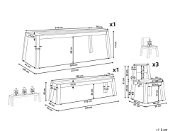 Online Beliani 6-Istuttava Vaalea Akaasiapuinen Ulkoruokailuryhma Penkilla Ja Tuoleilla Livorno