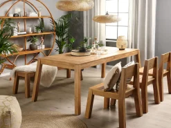 Online Beliani 6-Istuttava Vaalea Akaasiapuinen Ulkoruokailuryhma Penkilla Ja Tuoleilla Livorno