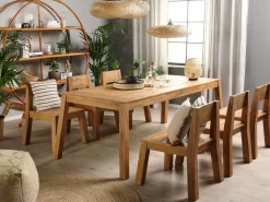 Best Beliani 6-Istuttava Vaalea Akaasiapuinen Ulkoruokailuryhma Tuoleilla Livorno