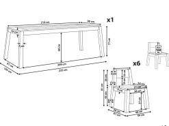 Best Beliani 6-Istuttava Vaalea Akaasiapuinen Ulkoruokailuryhma Tuoleilla Livorno