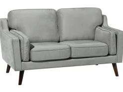 Shop Beliani 2-Istuttava Vaaleanharmaa Samettisohva Lokka