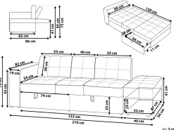 Best Beliani 3-Istuttava Vuodesohva Ja Rahi Kangas Laivastonsininen Falster