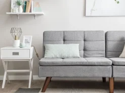 Flash Sale Beliani 3-Istuttava Vuodesohva Kangas Vaaleanharmaa Ronne