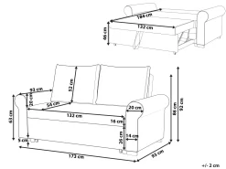Sohvat<Beliani 2-Istuttava Vuodesohva Kangas Vaaleanharmaa Kukkakuvio Silda