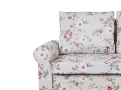 Sohvat<Beliani 2-Istuttava Vuodesohva Kangas Vaaleanharmaa Kukkakuvio Silda