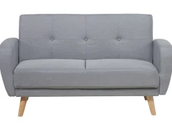 Sohvat<Beliani 2-Istuttava Vuodesohva Kangas Vaaleanharmaa Florli