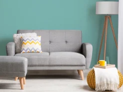 Sohvat<Beliani 2-Istuttava Vuodesohva Kangas Vaaleanharmaa Florli