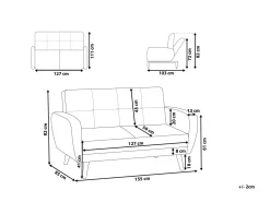 Sohvat<Beliani 2-Istuttava Vuodesohva Kangas Vaaleanharmaa Florli