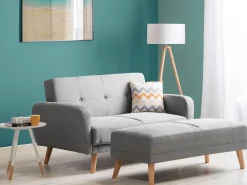 Sohvat<Beliani 2-Istuttava Vuodesohva Kangas Vaaleanharmaa Florli