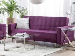 Sohvat<Beliani 3-Istuttava Vuodesohva Kangas Violetti Aberdeen