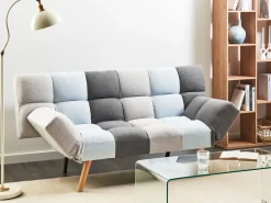 Cheap Beliani 3-Istuttava Vuodesohva Kangas Harmaa/Sininen Ingaro