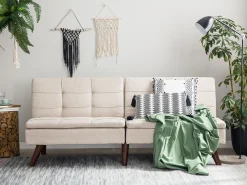 Best Beliani 3-Istuttava Vuodesohva Kangas Beige Ronne