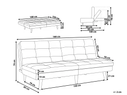 Best Beliani 3-Istuttava Vuodesohva Kangas Beige Ronne