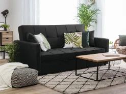 Store Beliani 3-Istuttava Vuodesohva Kangas Musta Glomma